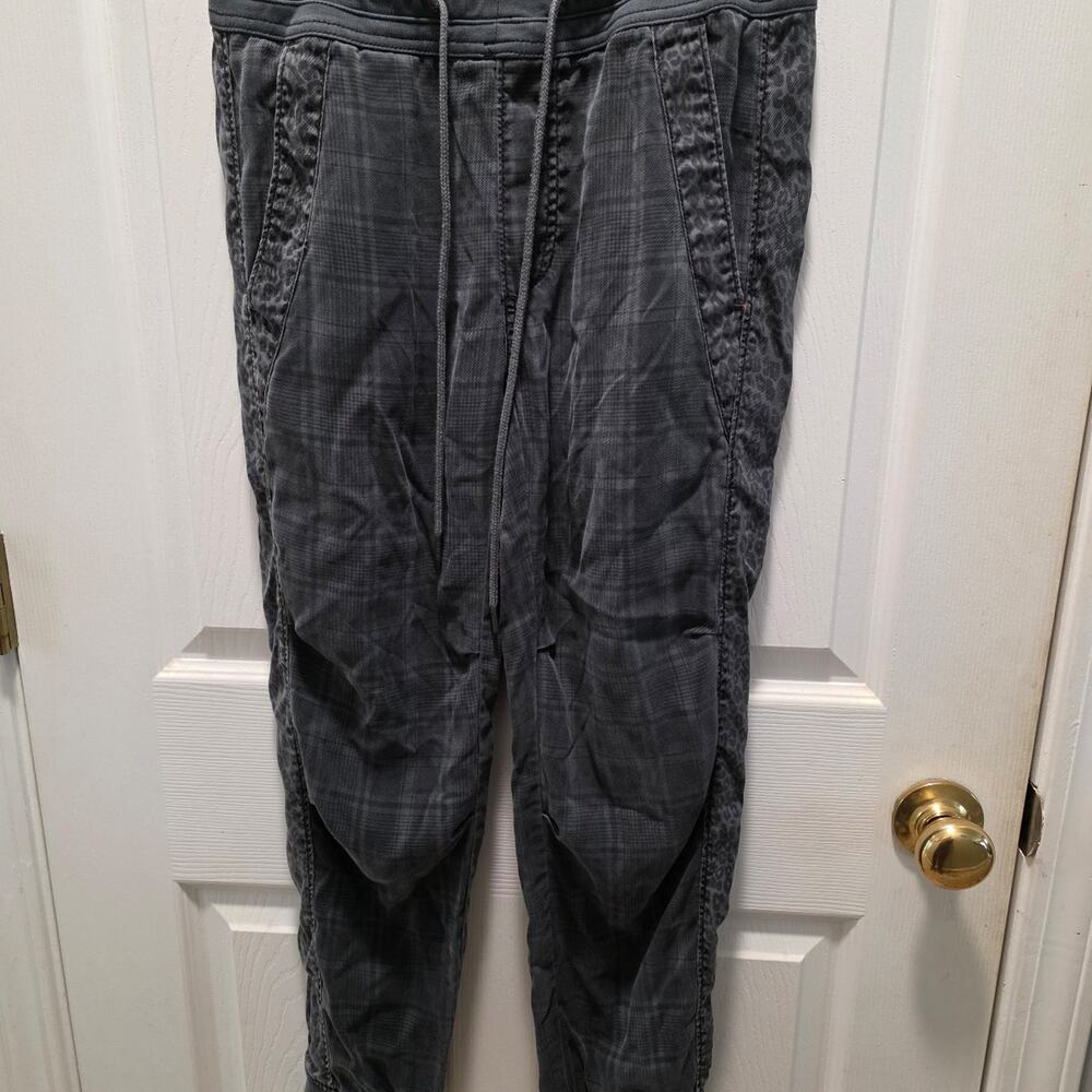 Anthropologie Gray Plaid & Leopard Print Joggers XS Lyocell Sweatpants
